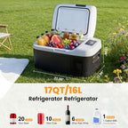 NEWBULIG 12 Volt Car Refrigerator, 17QT Single-Zone Electric Cooler for Vehicles, 12/24V DC & 100-240V AC, -4℉-68℉ Freezer, Bluetooth Control, Battery Protection & Child Lock for Travel, Camping