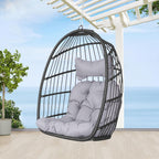 BULEXYARD Hanging Egg Chair Without Stand, 350 Lbs Foldable Wicker Rattan Swing Chair with Comfy Cushion, Outdoor Relaxing Hammock for Bedroom Patio Backyard Balcony Ceiling Tree Mount, Light Grey