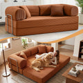 Sofa Bed, 79" Convertible Sleeper Sofa with Pull Out Bed, 5-in-1 Folding Corduroy Futon Couch, Modular Loveseat Sofa Bed for Living Room, Bedroom & Apartment, Brown
