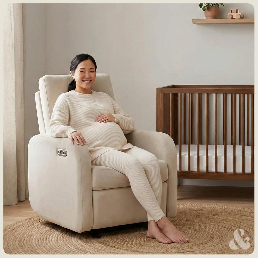 Nurture& The Porto Power Glider Recliner for Nursery | Modern Glider Chair with Power Recline | Built - in USB Charging Port | Space-Saving Design for Small Nurseries and Shared Spaces, Ivory
