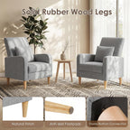 COLAMY Mid-Century Modern Upholstered Accent Chair with Back Pillow & Solid Wood Legs, Fabric Cozy Armchair for Living Room, Bedroom, Reading Nook, Apartment & Small Spaces, Lightgrey