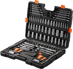 VEVOR Mechanics Tool Set, 205 Pcs SAE and Metric Sockets, 1/4" 3/8" 1/2" Drive Deep and Standard Sockets, Chrome Vanadium Steel, Polyethylene