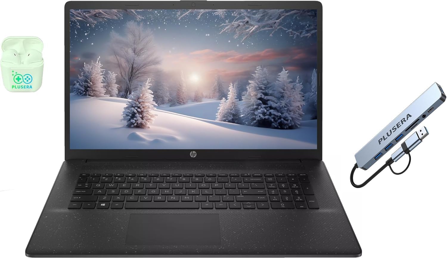 HP 17.3" Business Laptop Computer  10-Core Intel Core i5  Windows 11 Pro Laptop with Microsoft Office Lifetime Suite  PLUSERA Earphones  Black (Intel Core i5  64GB RAM | 2.2TB Storage)