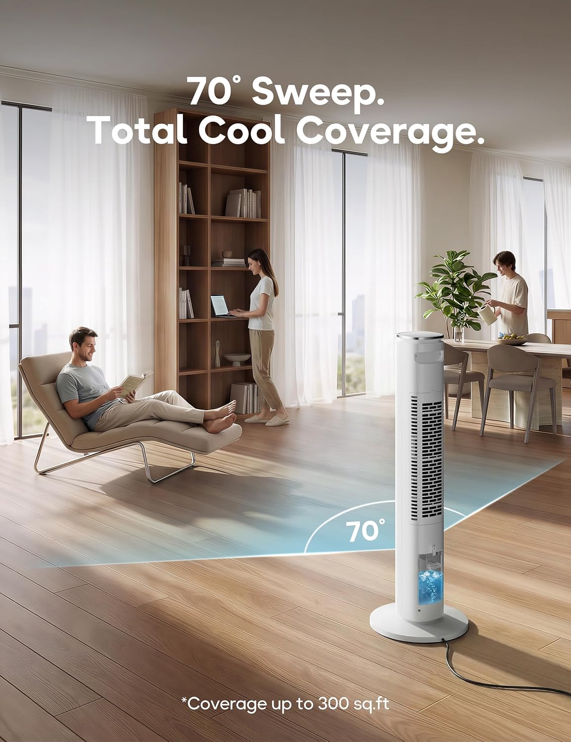 Windowless Portable Air Conditioner Ac Unit with Remote,37” Ventless Evaporative Air Cooler,Quiet Swamp Cooler for 4 Modes, Ductless Tower Fan For 12H Timer, Ice Packs for home White
