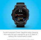 Garmin fēnix 7 Pro Sapphire Solar  Multisport GPS Smartwatch  Built-in Flashlight  Solar Charging Capability  Black