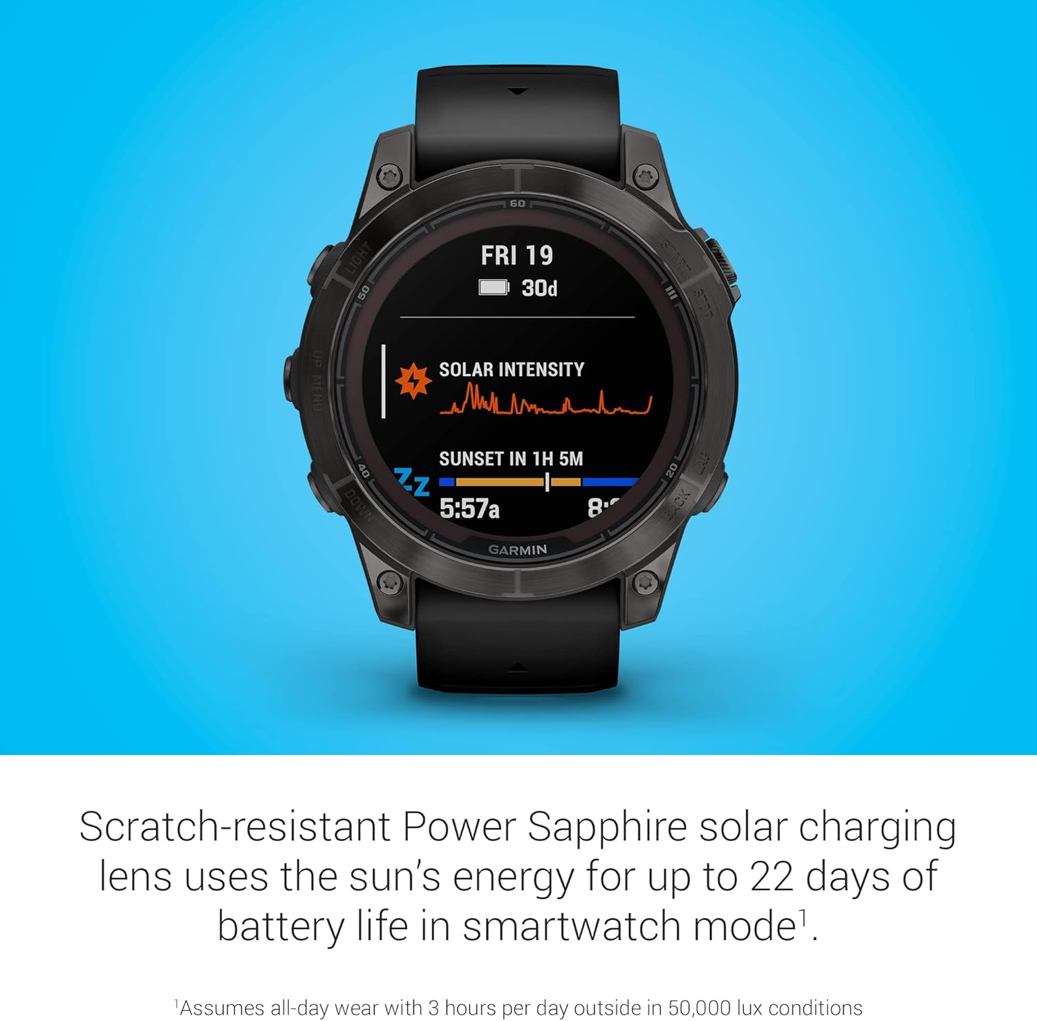 Garmin fēnix 7 Pro Sapphire Solar  Multisport GPS Smartwatch  Built-in Flashlight  Solar Charging Capability  Black