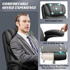 HeroSet Office Chair, Ergonomic Big and Tall Computer Desk Chairs, Executive Breathable Leather Chair with Adjustable Flip-up Armrests, Lumbar Support Swivel PC Chair with Rocking Function