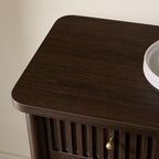 Walker Edison Samantha Modern Fluted Wood Buffet Sideboard with Storage 58 Inch, Dark Brown Oak