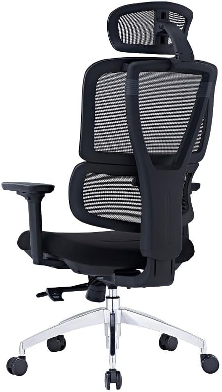 SUNLINE Elevate Office Chair - Ergonomic & Adjustable Lumbar Support System with Aluminum Base - 4D Curved Mesh Headrest & 3D Armrest Chair, Tilt Control