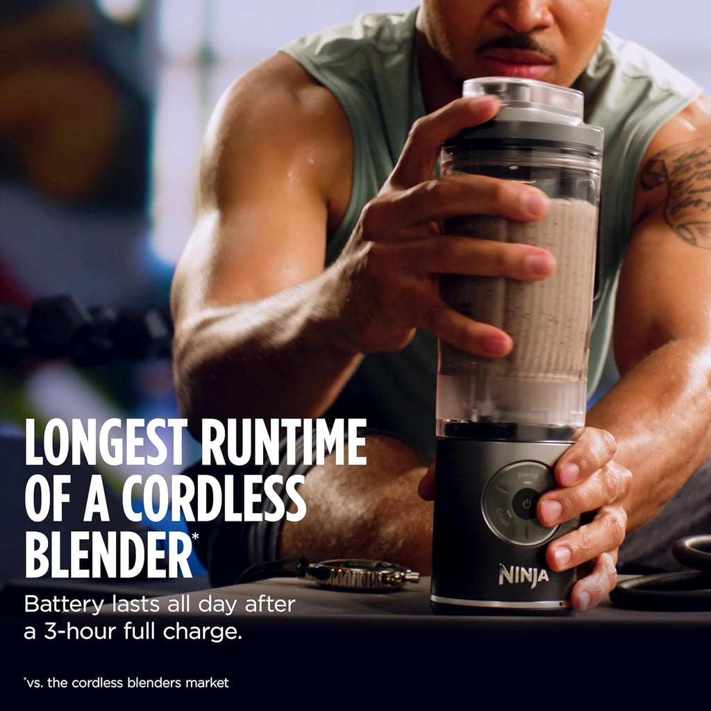 Ninja Blast Max, Portable Blender + Twist & Go, Personal Ninja Blender, Smoothie, Blend, Ice Crush, 3 Programs, Cordless, 22 oz removable Vessel, Dishwasher Safe, Leakproof, Cream, BC251IV