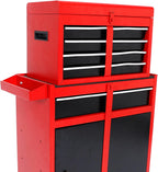 Rolling Tool Chest with 5 Drawers, Metal Storage Cabinet, Lockable Tool Storage Box Metal Organizer (Red)