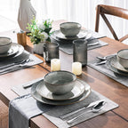 GBHOME Dinnerware Sets for 6, 24 Pieces Stoneware Plates and Bowls Set with Reactive Glaze, Scratch Resistant Stoneware Dishes Set, Dishwasher & Microwave Safe