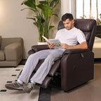 EONIX Clearance Dual Motor Lay Flat Power Lift Recliner Chair for Elderly with Heat and Massage, Electric Leather Lift Chair with Charging Ports, FSC Oeko 400lbs Heavy Duty, SLRY003061, Dark Brown