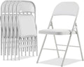 Karl home 6 Pack White Folding Chairs with Padded Seats for Outdoor & Indoor, Portable Stackable Commercial Seat with Steel Frame for Events Office Wedding Party, 330lbs Capacity