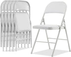 Karl home 6 Pack White Folding Chairs with Padded Seats for Outdoor & Indoor, Portable Stackable Commercial Seat with Steel Frame for Events Office Wedding Party, 330lbs Capacity