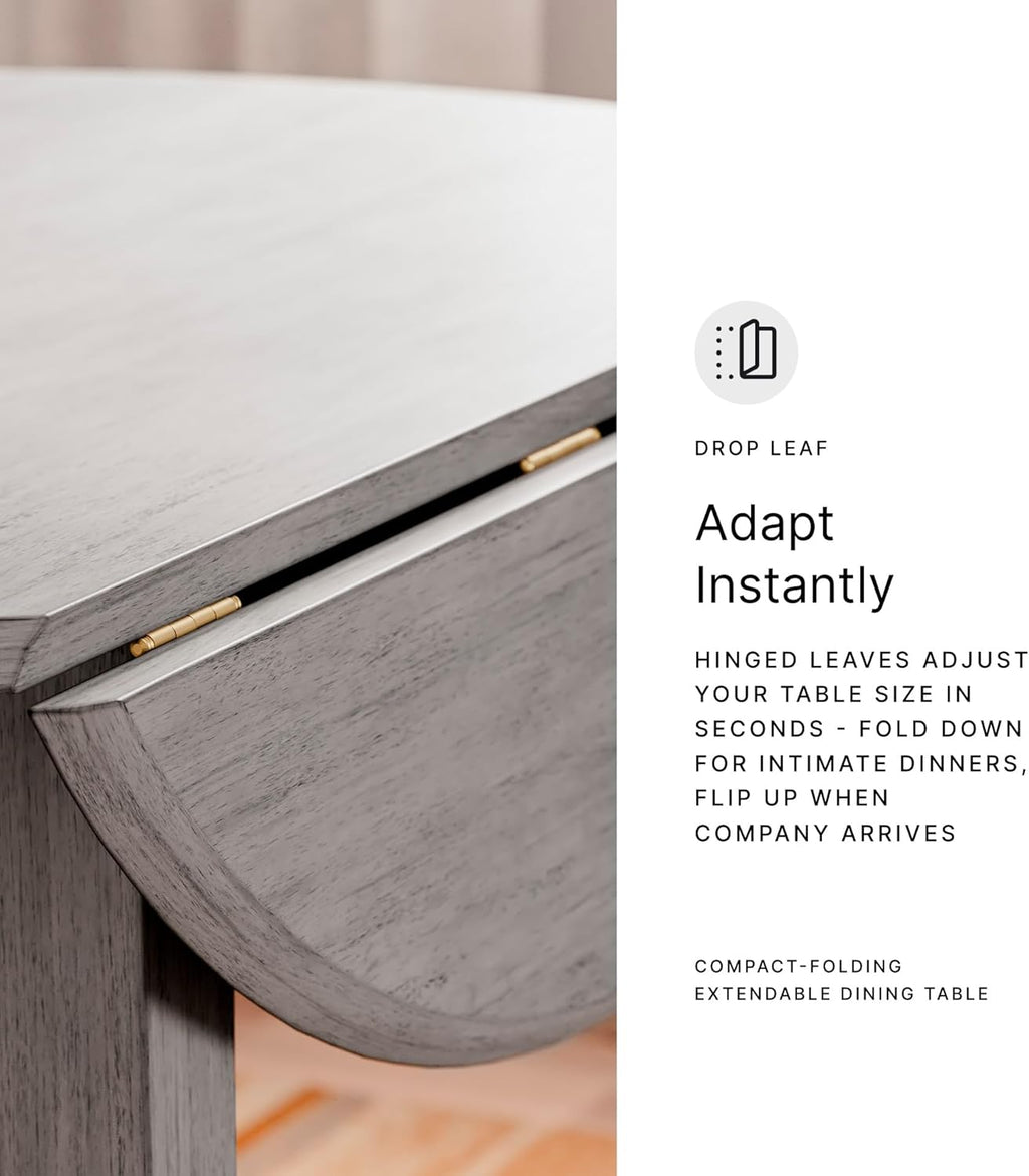 Signature Design by Ashley Shullden Casual Round Dining Small Drop Leaf Table, Seats up to 4, Gray