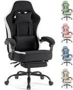 Sweetcrispy Computer Gaming Chair - Ergonomic Desk Chair with Footrest and Lumbar Support, High Back Height Adjustable Task Chair with Linkage Armrests and Headrest, 360° Swivel Wheels, Black