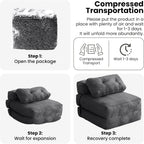 tantohom Folding Sofa Bed, Convertible Sleeper Chair with Pillow Foldable Mattress with Back Support,Space-Saving Sofa for Living Room,Bedroom (Dark Gray)
