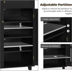 Yaheetech Shoe Cabinet, 4-Tier Shoe Storage Cabinet with Drawer & Adjustable Shelves, Shoe Rack Cabinet for Entryway, Hallway, Living Room, Black