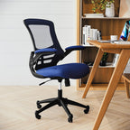 Flash Furniture Kelista Mid-Back Blue Mesh Swivel Ergonomic Task Office Chair with Flip-Up Arms