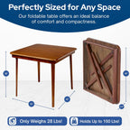 MECO Stakmore Classic Straight Edge Square Wood Folding Card Table, 32" x 32", Fruitwood - Foldable Wooden Tabletop Furniture for Cards, Board Games, Dining, and Extra Seating