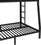 Bellemave Metal Full XL Over Queen Bunk Bed, Heavy-Duty Bunkbed Frame with Guardrails & 2 Ladders, Noise-Free, 9.8" Under-Bed Storage Full Over Queen bunk Bed, No Box Spring Needed, Black