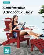 SERWALL Adirondack Chair with Cup Holders - Composite Adirondack Chairs Set of 6 HDPE Outdoor Chairs All Weather Use- Dark Red