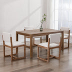 DUOMAY Upholstered Dining Chairs Set of 2, Mid-Century Modern Dining Room Chairs, Linen Fabric Kitchen Side Chairs with Wood Legs, Beige