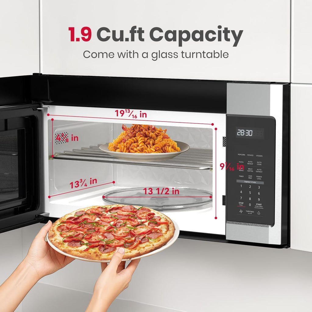 GASLAND 30 Inch Over the Range Microwave Oven, 1.9 Cu.ft. Above Stove Microwave, 11 Power Levels, One Touch Cooking, 400 CFM,1000W, Turntable, Over Stove Microwave, Two-stage Cooking, Stainless Steel