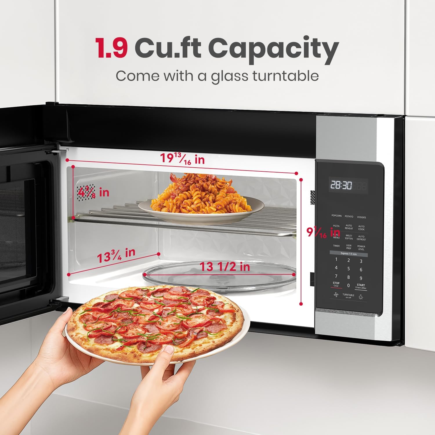 GASLAND 30 Inch Over the Range Microwave Oven, 1.9 Cu.ft. Above Stove Microwave, 11 Power Levels, One Touch Cooking, 400 CFM,1000W, Turntable, Over Stove Microwave, Two-stage Cooking, Stainless Steel