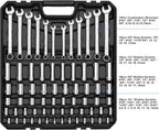 Prostormer 240-Piece Mechanics Tool Set, General Assorted SAE/Metric Sockets and Wrenches Automotive Repair Tool Kit with Plastic Storage Toolbox