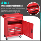 Winado 4-Drawer Rolling Tool Chest with Wheels & Lock, Tool Box with Large Storage Cabinet and Adjustable Shelf, Removable Portable Top Box for Garage, Warehouse, Factory (Red)