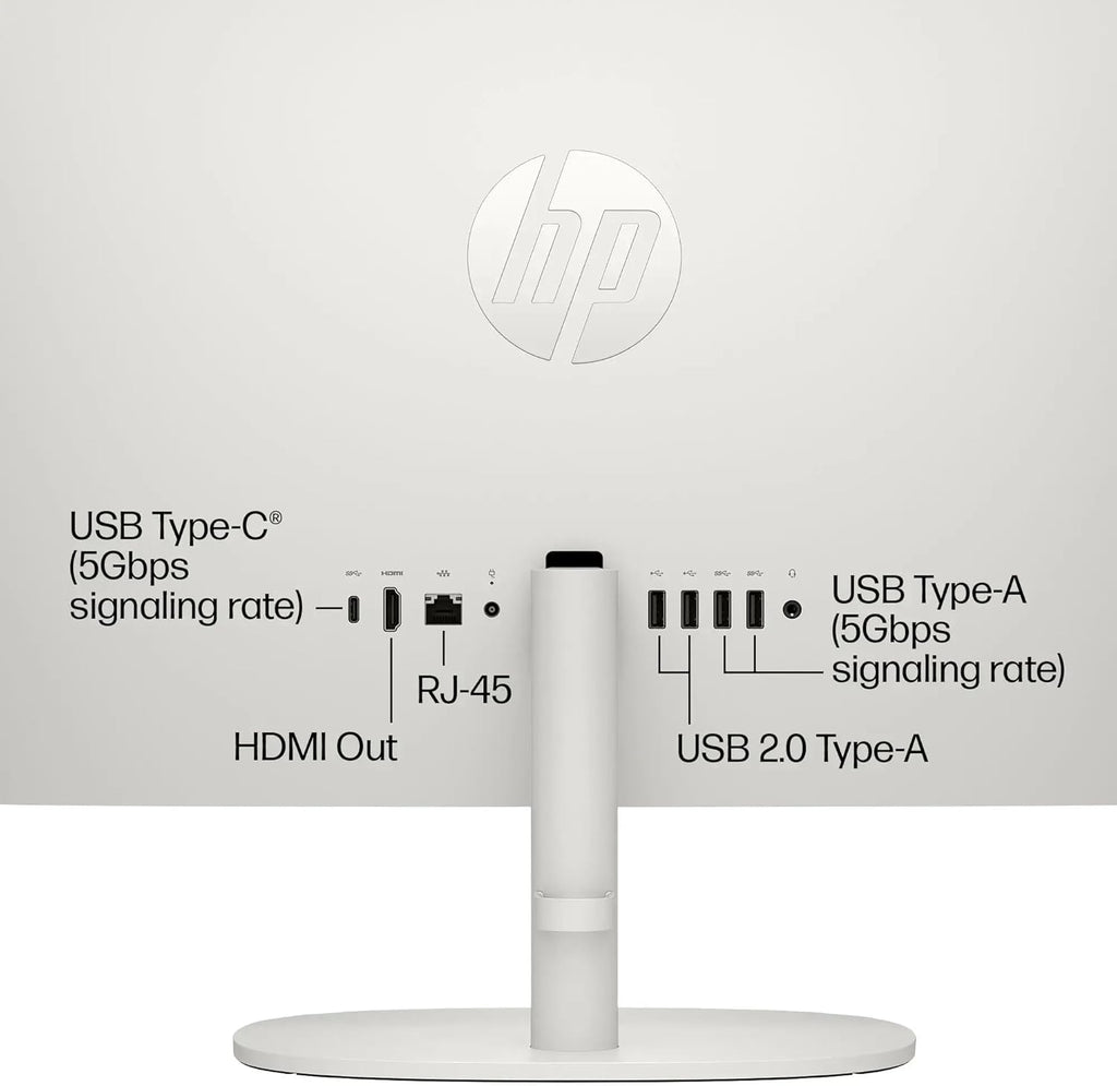 HP 21.5" FHD All-in-One Desktop Computer  32GB RAM 128GB UFS  Quad-Core Intel N100  Windows 11  Keyboard & Mouse  PLUSERA 8-in-1 Hub Included  Cashmere White