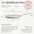 Made In Cookware | 3-Piece (Includes 8", 10", 12") Ceramic Non Stick Frying Pan Set (Stainless Handle) | 5-Ply Stainless Clad with Stay-Cool Handle | Professional Cookware