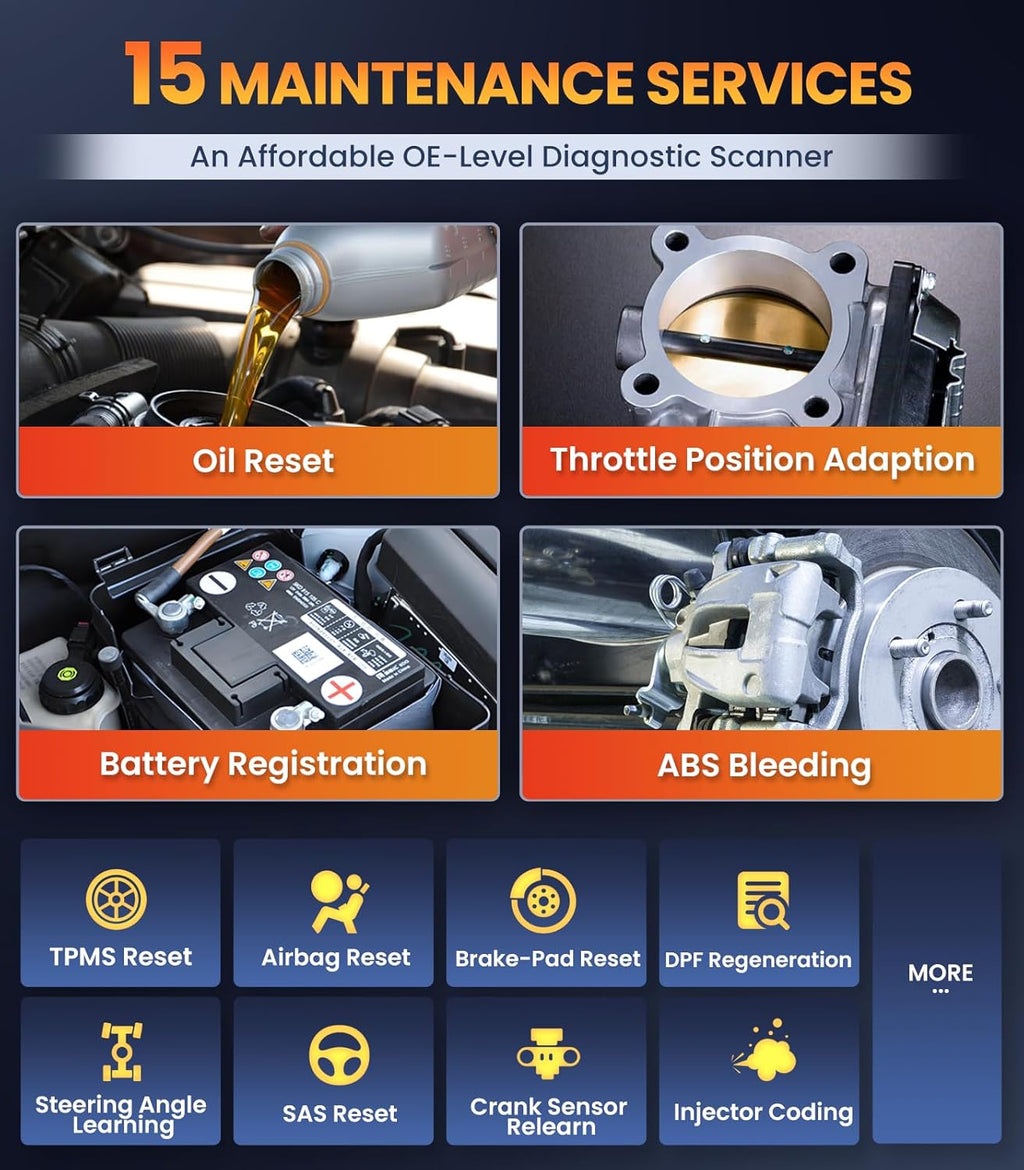 OBD2 Scanner for Jaguar/Land/Rover, OM501 All Systems Diagnostic Tool with 15 Resets (Oil/ETC/EPB/ABS/SAS/BAT Register...), Full OBDII Functions Read&Erase Fault Codes, Free Software Update