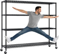 VINGLI 4 Tier Metal Storage Shelves 65''H Wire Shelving with Wheels for Storage Adjustable Heavy Duty Garage Shelving Storage Racks for Pantry Shelves Kitchen Office Garage, 65''H X63''W X23''D