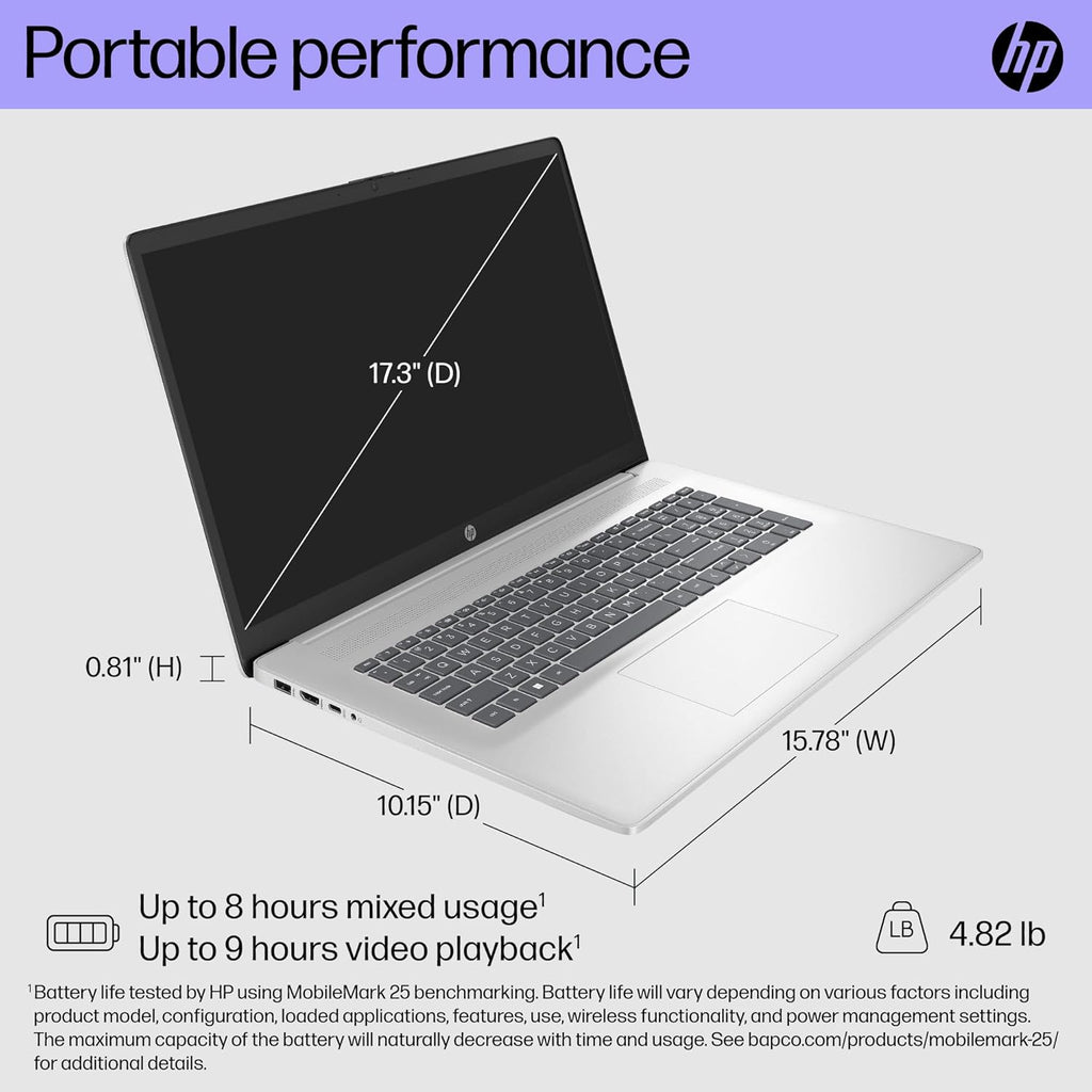 HP 17.3" Touchscreen Laptop Computer  64GB RAM 2.5TB Storage (2TB SSD+512GB Docking Station Set)  6-Cores AMD Ryzen 5  Windows 11  PLUSERA Earphones