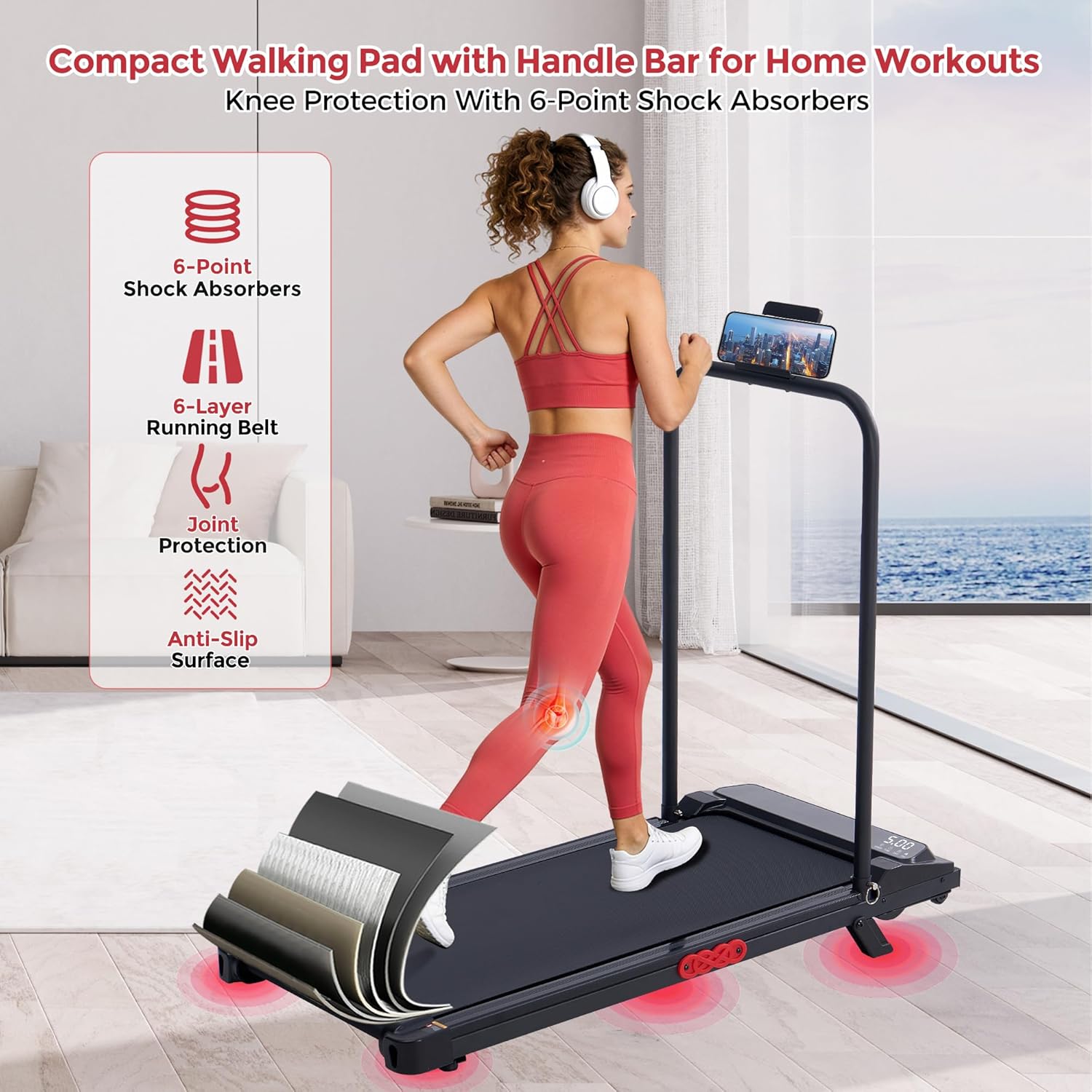 MCRG Walking Pad Treadmill with Incline, 2026 Upgrade Portable Walking pad Treadmill with Handle Bar, 0.6-7.6MPH Small Treadmills Walking Pad for Home Small, 3.5HP, 350LBS