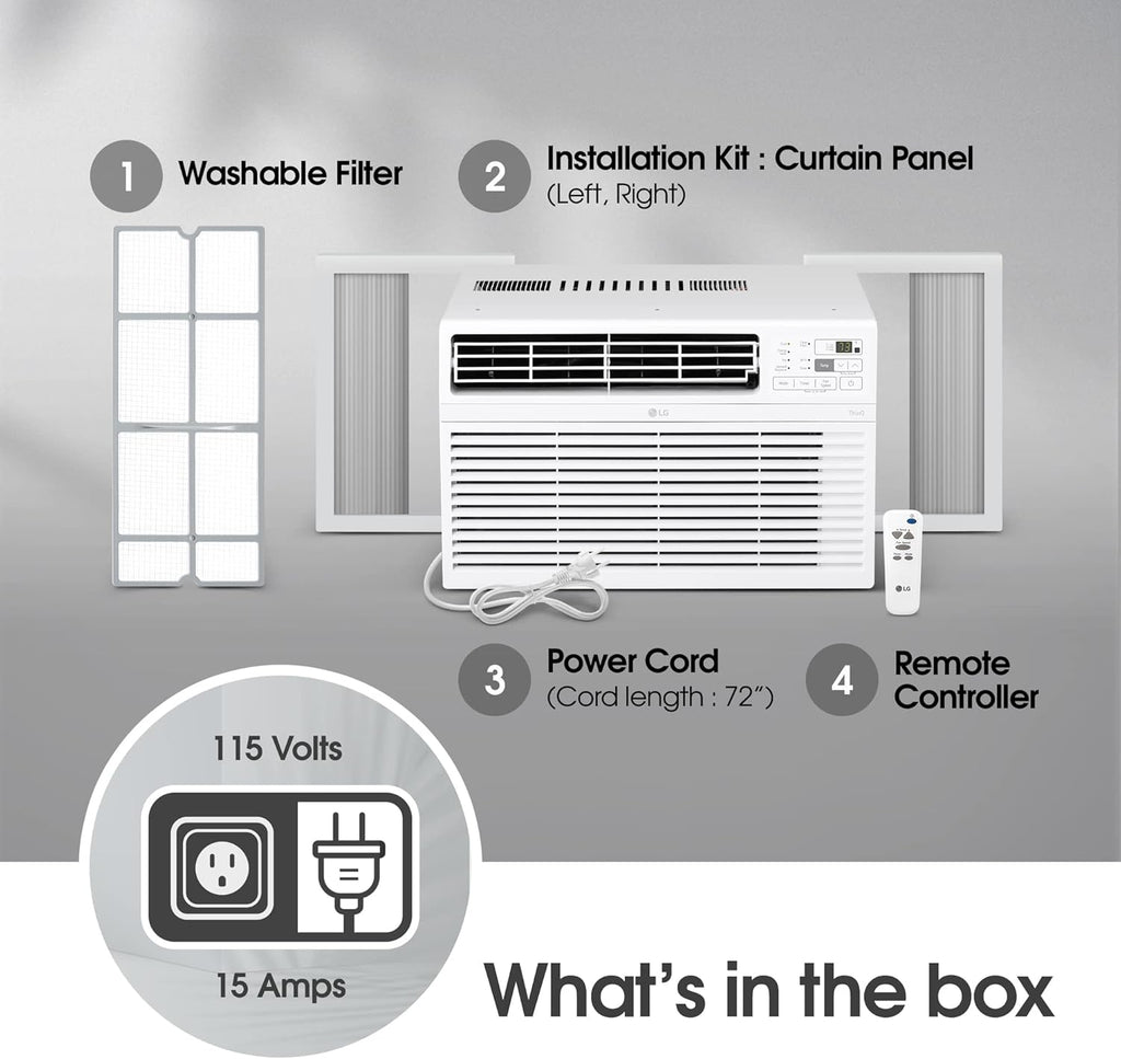 LG 10000 BTU Window Air Conditioners [2023] Remote Control WiFi App Ultra-Quiet Washable Filter Cools 450Sq.Ft for Medium & Large Room AC Unit air conditioner Easy Install White LW1017ERSM1