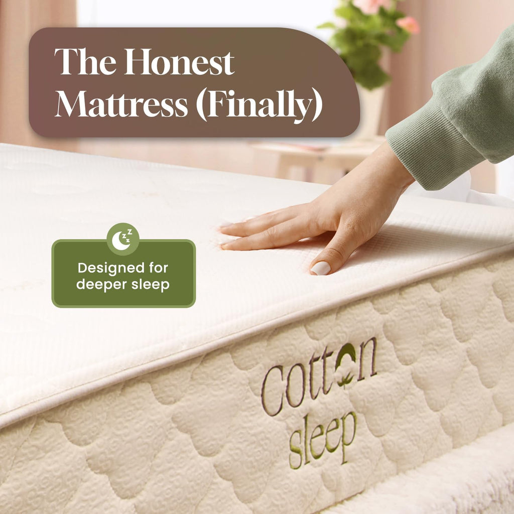 CottonSleep All Natural Mattress (100% Organic Cotton, Wool, & GOTS Latex, Made in The USA) Non Toxic, Fiberglass Free Hybrid Pocket Coil and Plush Foam Bed in A Box Medium Soft - King, 11"