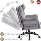 Bestier Criss Cross Chair with Flip-Up Armrests and Headrest, 135° Reclining Swivel Executive Chair with Side Pockets, Big and Tall Computer Desk Chair for Home Office Bedroom, Grey Velvet