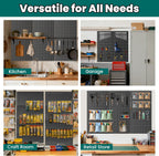 EVERHANGER Metal Pegboard Panels 24" x 12", Heavy Duty Steel Peg Boards for Garage, Pegboard Wall Organizer for Tool Storage and Organization, Black, 5 Pack