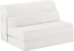 Tiita Convertible Folding Sofa Bed Twin Size for Adults with Pillow, Plush Fabric Floor Mattress Couch Bed, Washable Cover & Side Pocket, Guest Room, Dorm, Apartment, Living Room, Beige