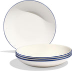 Made In Cookware | Set of 4 | Entrée Bowls | White With Navy Rim | Porcelain | Crafted in England