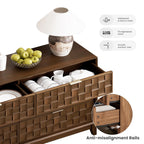 COLAMY Fluted Dresser for Bedroom, 6 Drawer Wood Dresser 55”, Chest of Drawers with Large Storage, Metal Handles, Modern TV Stand for Living Room, Hallway, Walnut