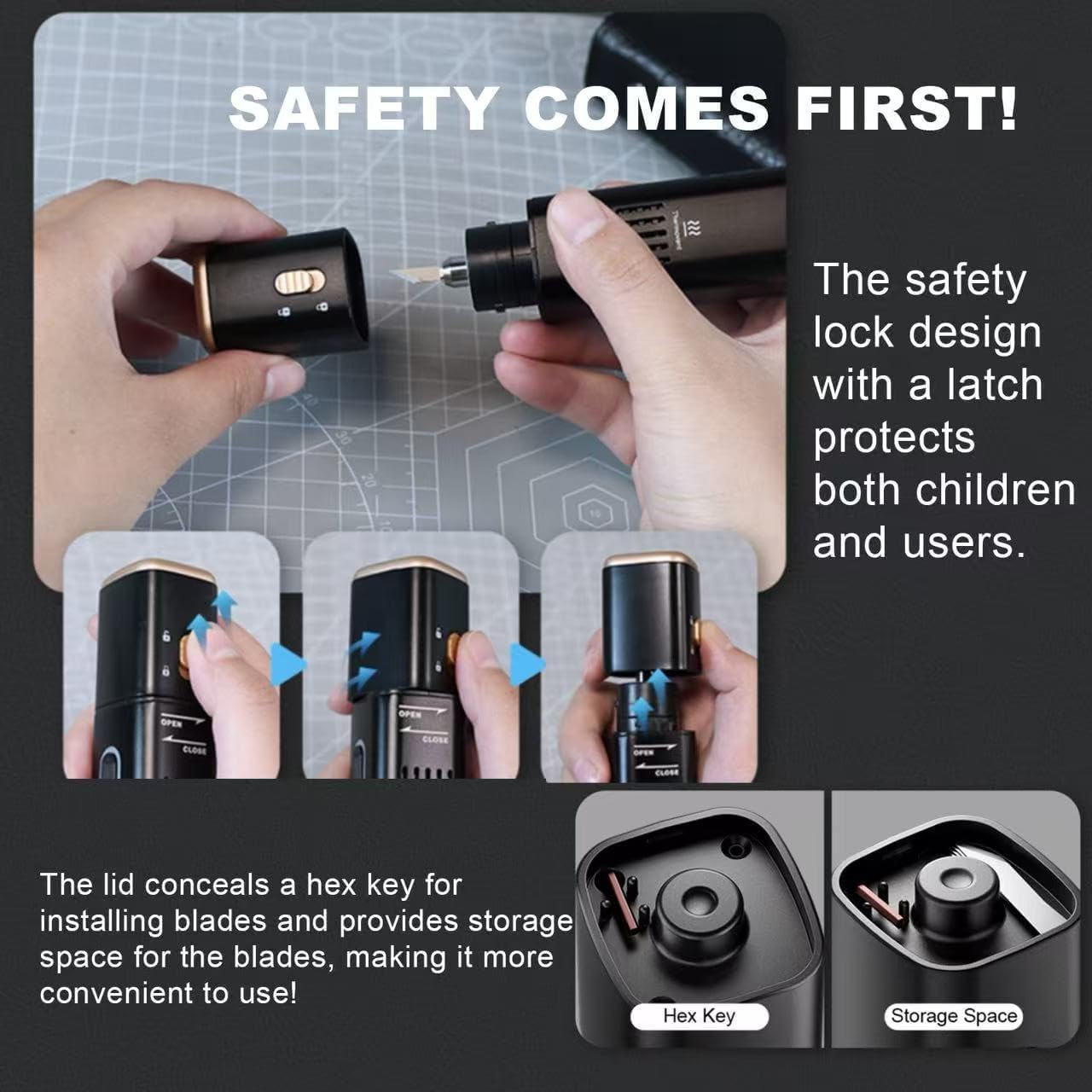 2-in-1 Ultrasonic Cutter, 35w Handheld Lightweight Ultrasonic Knife, withable 50 Blades and OLED Display, Suitable for 3D Printing Models of Plastic, Wood, Resin, Polyethylene and Leather