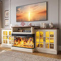 97" Fireplace TV Stand with 36" Electric Fireplace, Farmhouse Entertainment Center for TVs up to 100", Media Console Table with Large Storage Cabinets, for Living Room, White