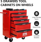 5 Drawers Rolling Tool Box on Wheels, Multifunctional Tool Cart, Drawers Rolling Trolley Organizer Tool Storage Chest for Warehouse,Garage,Workshop,Repair Shop (5 Drawers-30.5"H)