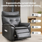 CANMOV Genuine Leather Recliner Chair,Power Recliner Chair for Adults,Electric Single Reclining Sofa with Overstuffed Armrest and Backrest for Living Room,Dark Grey
