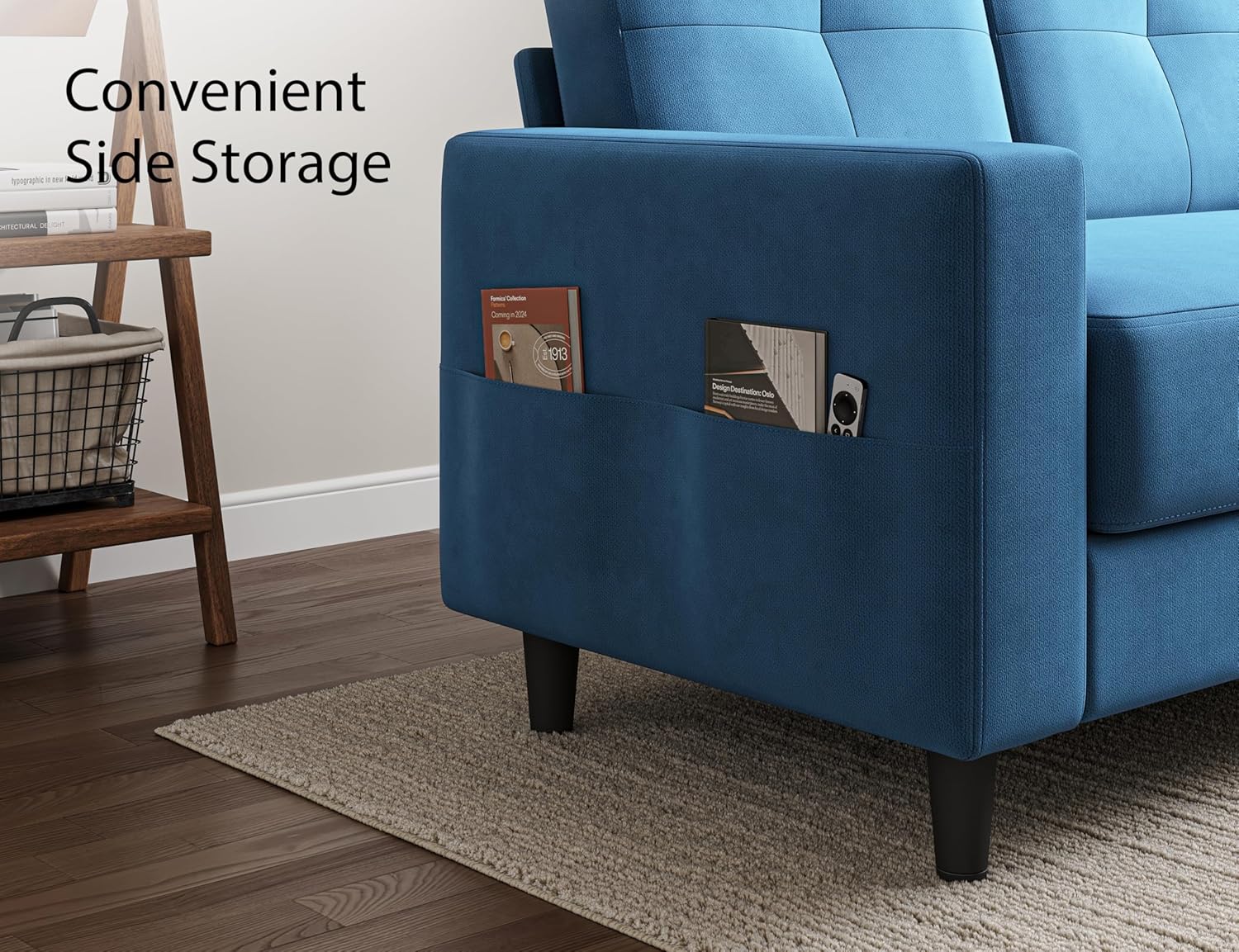 Txtin's Loveseat Sofa | 53" Love Seat | Small couches for Small Spaces | 2 Seater Mini Couch for Bedroom Apartment Office Living Room Blue